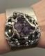 1970 Erik Dennung Raw Amethyst huge cuff bracelet signed made in Denmark B+ B Sm