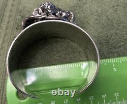 1970 Erik Dennung Raw Amethyst huge cuff bracelet signed made in Denmark B+ B Sm