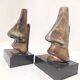 1970 Silver Plated Vintage Lot of 2 Nose And Mouth Statue Figurine Sculpture Art