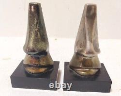 1970 Silver Plated Vintage Lot of 2 Nose And Mouth Statue Figurine Sculpture Art