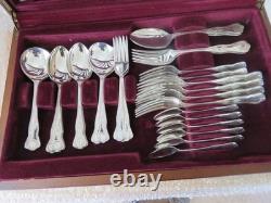 1970's Viners Royal 44 piece silver plate cutlery set in original teak box