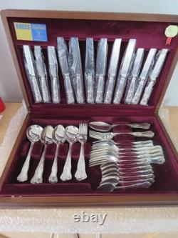 1970's Viners Royal 44 piece silver plate cutlery set in original teak box