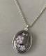 1980's MICHAELA FREY Enamel Art Nouveau Floral Locket Pendant + Sterling Chain
