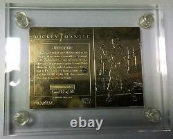 1992 Pinnacle Mickey Mantle Highland Mint Gold Plate with4.25 oz. 999 Fine Silver