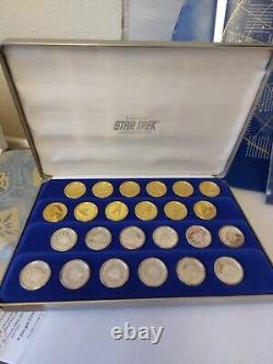 1993 Franklin Mint 24k Plated Gold & Silver Star Trek Checkers Set Draughts cert