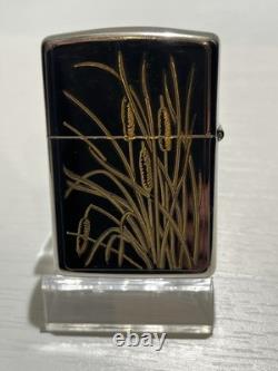 1994 ZIPPO CATTAILS SILVER PLATE WITH 24K INLAY UNFIRED ORIGINAL BOX EXCELLENt