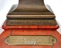 19thC French Bronze Mathieu de Dombasle Bust Trophy. Luneville Agricultural Fair