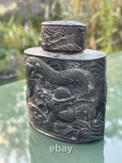 19th Century Antique Japanese Silver-Plated Tea Caddy
