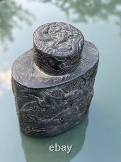19th Century Antique Japanese Silver-Plated Tea Caddy