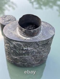 19th Century Antique Japanese Silver-Plated Tea Caddy