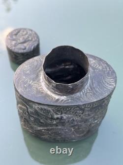 19th Century Antique Japanese Silver-Plated Tea Caddy