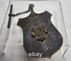 19th Century French Carnet de Bal Dance Card Silver Plated Brass Chatelaine