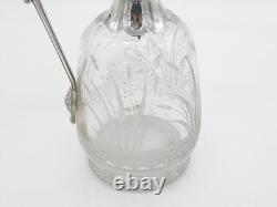 19th Century Silver Plated Etched Glass Lion & Swan Claret Jug Antique c1860