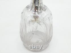 19th Century Silver Plated Etched Glass Lion & Swan Claret Jug Antique c1860