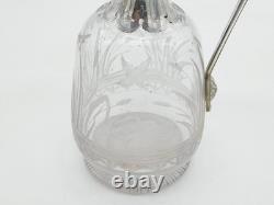 19th Century Silver Plated Etched Glass Lion & Swan Claret Jug Antique c1860