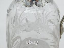 19th Century Silver Plated Etched Glass Lion & Swan Claret Jug Antique c1860