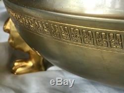 1 Museum Quality Oriental Gilt Silvered Bronze Style Tureen With Dragons Motif