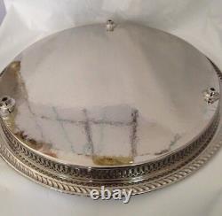 20 In Silver Plated Moroccan Handmade Serving Brass Tea Tray Table With 3 Legs Fez