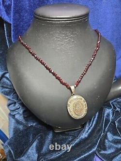 26 Bohemian Faceted Garnet Necklace With Victorian Locket