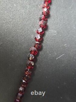 26 Bohemian Faceted Garnet Necklace With Victorian Locket