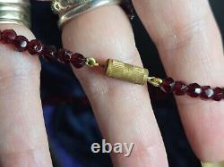 26 Bohemian Faceted Garnet Necklace With Victorian Locket