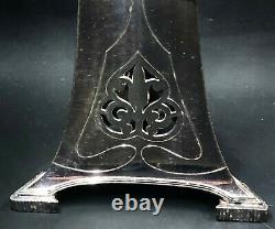 2 Antique Art Nouveau Candlesticks Holders Silver Plated Elegant 12