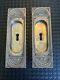 2 Antique Vintage Silver Plated Brass or Bronze Ornate Pocket Door Plates Rare