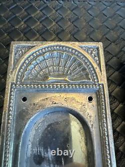 2 Antique Vintage Silver Plated Brass or Bronze Ornate Pocket Door Plates Rare