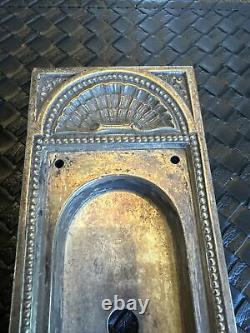 2 Antique Vintage Silver Plated Brass or Bronze Ornate Pocket Door Plates Rare