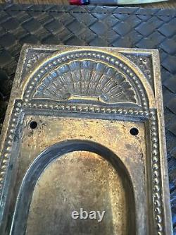 2 Antique Vintage Silver Plated Brass or Bronze Ornate Pocket Door Plates Rare