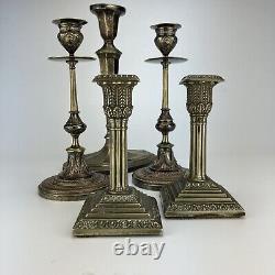 2 Late Victorian, silverplate candlesticks, neo classical, Corinthian, 15 cm