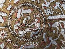 2x Antique c1900 Mamluk Revival Cairo Ware Silver inlaid Brass Plates Egyptian
