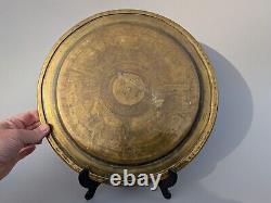 2x Antique c1900 Mamluk Revival Cairo Ware Silver inlaid Brass Plates Egyptian