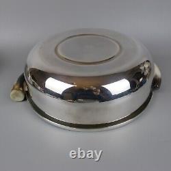 3 Serving Dishes Bowls. Silver plated/metal. Horn handles. Plata Lappas Set