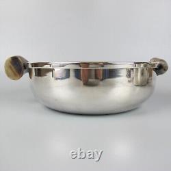 3 Serving Dishes Bowls. Silver plated/metal. Horn handles. Plata Lappas Set