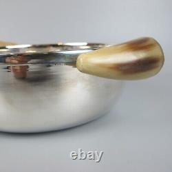 3 Serving Dishes Bowls. Silver plated/metal. Horn handles. Plata Lappas Set