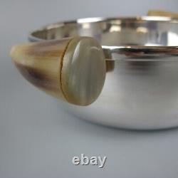 3 Serving Dishes Bowls. Silver plated/metal. Horn handles. Plata Lappas Set