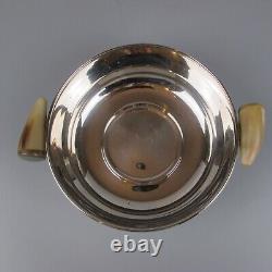 3 Serving Dishes Bowls. Silver plated/metal. Horn handles. Plata Lappas Set