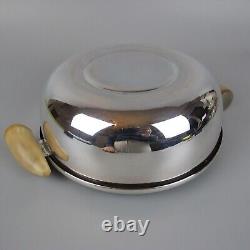 3 Serving Dishes Bowls. Silver plated/metal. Horn handles. Plata Lappas Set