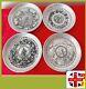 4 Chinese Little Silver Plates-Mythical/Dragon/Fortune/Longevity. D-9cm, 430g