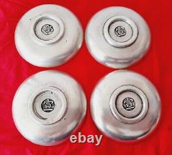 4 Chinese Little Silver Plates-Mythical/Dragon/Fortune/Longevity. D-9cm, 430g