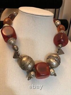 4. Vintage Sterling clasp Authentic Cherry Bakelite Cube Beads Necklace 197g