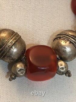 4. Vintage Sterling clasp Authentic Cherry Bakelite Cube Beads Necklace 197g