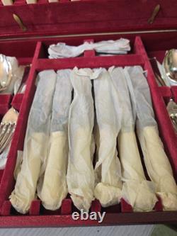 50 Cutlery Canteen Set Vintage Sheffield Webber And Hill Silver Plate