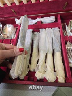 50 Cutlery Canteen Set Vintage Sheffield Webber And Hill Silver Plate