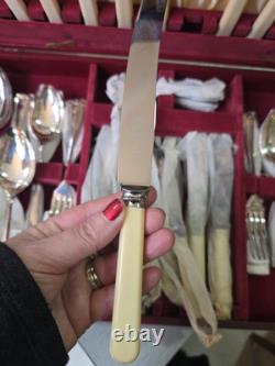 50 Cutlery Canteen Set Vintage Sheffield Webber And Hill Silver Plate