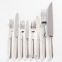 54pcs Round Point Dior Silver Metal Plated Silver Flatware Cutlery Housewife