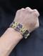 58g Vintage Italian 800 Silver Gold Plated Brutalist Bracelet Blue Enamel