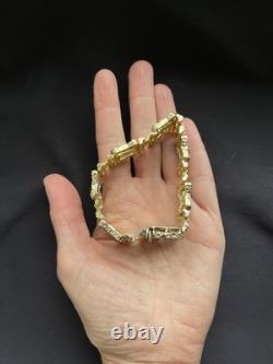 58g Vintage Italian 800 Silver Gold Plated Brutalist Bracelet Blue Enamel