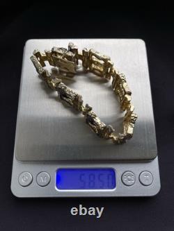 58g Vintage Italian 800 Silver Gold Plated Brutalist Bracelet Blue Enamel
